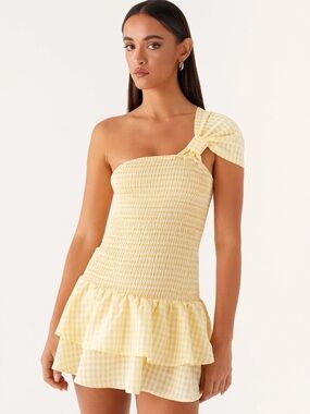 Peppermayo Yellow Gingham Mini Dress